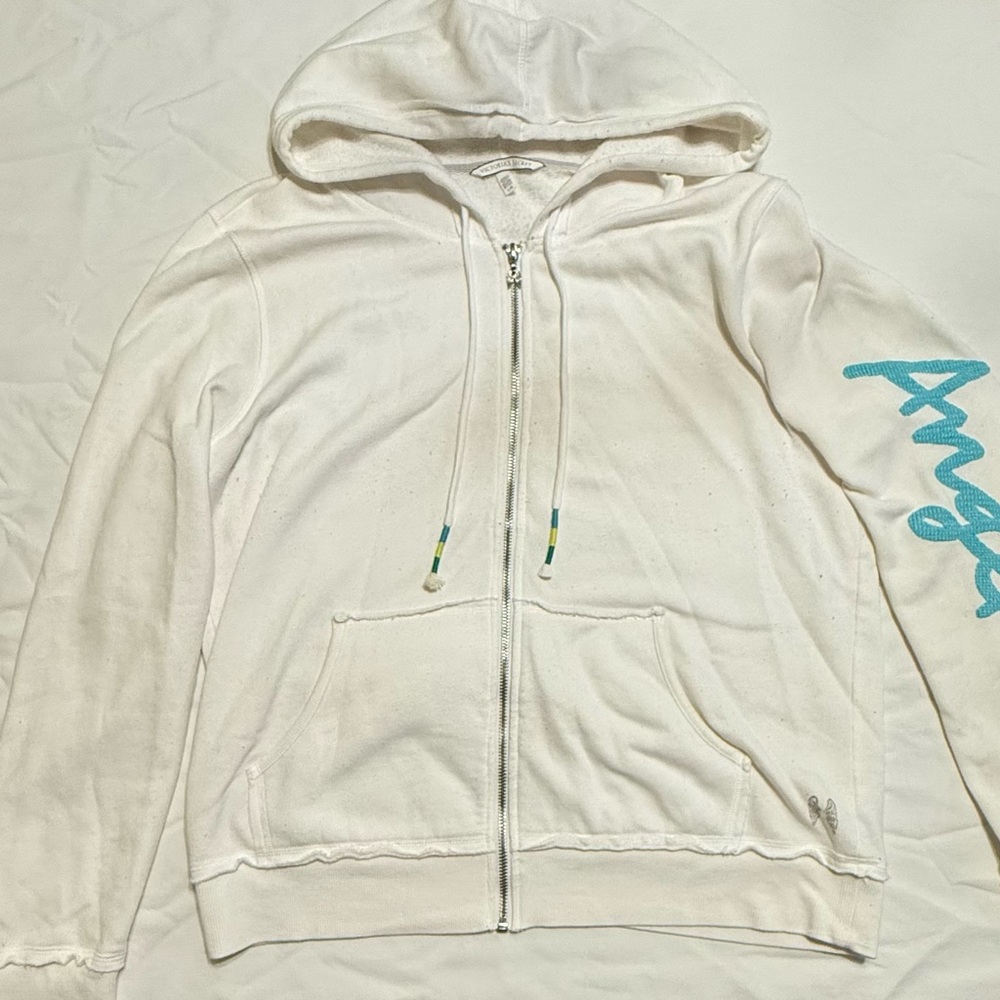 Victoria's Secret White Hoodie with Silver Zipper